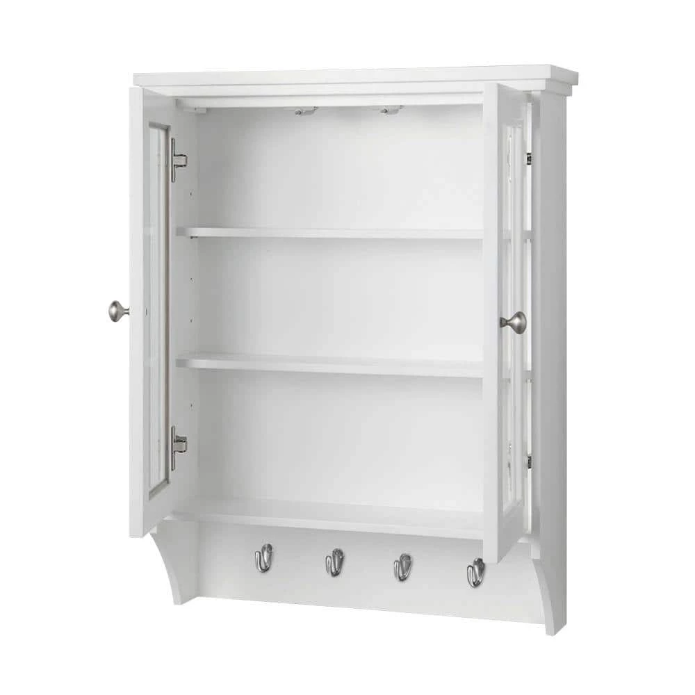 Home Decorators Collection Gazette 23-1/2 in. W x 31 in. H x 7-1/2 in. D Bathroom Storage Wall Cabinet with Glass Door in White 5 Home Decorators Collection Gazette 23-1/2 in. W x 31 in. H x 7-1/2 in. D Bathroom Storage Wall Cabinet with Glass Door in White - Image 3