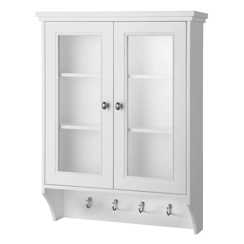 Home Decorators Collection Gazette 23-1/2 in. W x 31 in. H x 7-1/2 in. D Bathroom Storage Wall Cabinet with Glass Door in White 6 Home Decorators Collection Gazette 23-1/2 in. W x 31 in. H x 7-1/2 in. D Bathroom Storage Wall Cabinet with Glass Door in White - Image 4