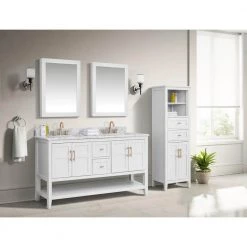 Home Decorators Collection Sturgess 23 in. W x 16 in. D x 62 in. H White Linen Cabinet -Bathroom Cabinets Shop white home decorators collection linen cabinets 19111 lt23 wt 31 1000
