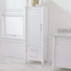 Home Decorators Collection Aberdeen 20-7/10 in. W x 60 in. H x 14-2/5 in. D Bathroom Linen Storage Cabinet in White