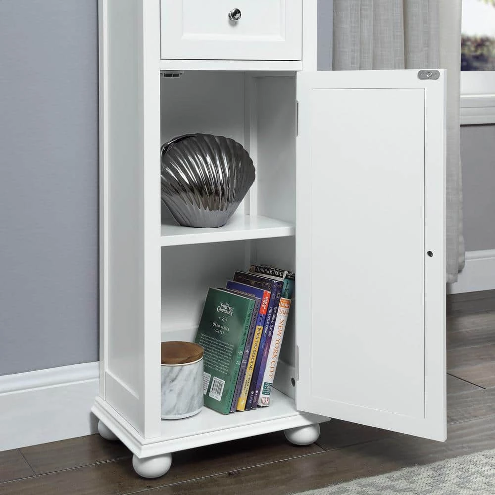 Home Decorators Collection Hampton Harbor 15 in. W x 10 in. D x 67-1/2 in. H Linen Cabinet in White 8 Home Decorators Collection Hampton Harbor 15 in. W x 10 in. D x 67-1/2 in. H Linen Cabinet in White - Image 6