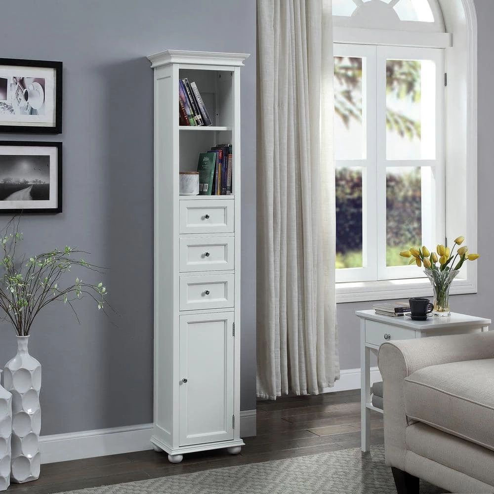 Home Decorators Collection Hampton Harbor 15 in. W x 10 in. D x 67-1/2 in. H Linen Cabinet in White 12 Home Decorators Collection Hampton Harbor 15 in. W x 10 in. D x 67-1/2 in. H Linen Cabinet in White - Image 10