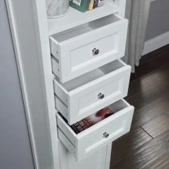 Home Decorators Collection Hampton Harbor 15 in. W x 10 in. D x 67-1/2 in. H Linen Cabinet in White 16 Home Decorators Collection Hampton Harbor 15 in. W x 10 in. D x 67-1/2 in. H Linen Cabinet in White -Bathroom Cabinets Shop white home decorators collection linen cabinets bf 21891 wh 4f 1000