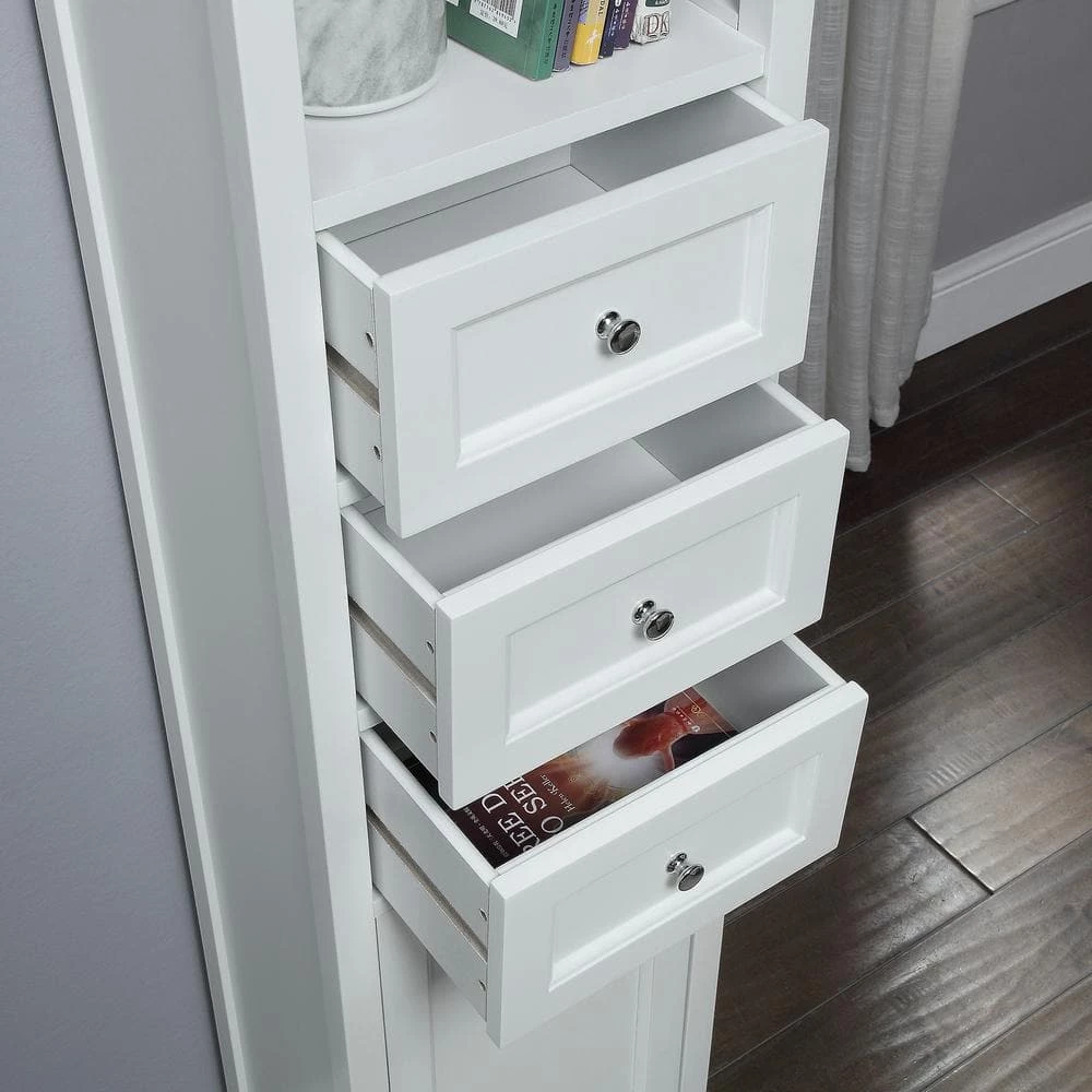 Home Decorators Collection Hampton Harbor 15 in. W x 10 in. D x 67-1/2 in. H Linen Cabinet in White 7 Home Decorators Collection Hampton Harbor 15 in. W x 10 in. D x 67-1/2 in. H Linen Cabinet in White - Image 5