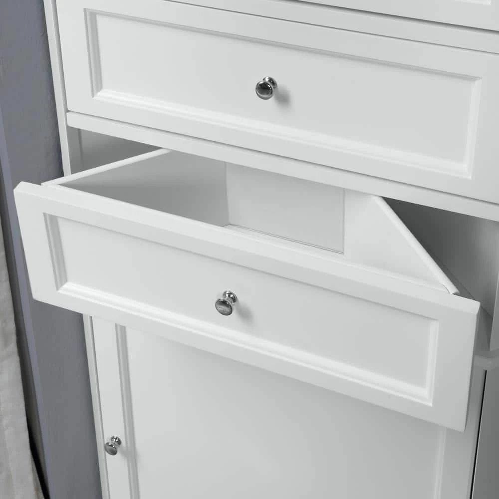 Home Decorators Collection Hampton Harbor 23 in. W x 13 in. D x 67-1/2 in. H Corner Linen Cabinet in White 6 Home Decorators Collection Hampton Harbor 23 in. W x 13 in. D x 67-1/2 in. H Corner Linen Cabinet in White - Image 4