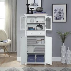 Home Decorators Collection Hampton Harbor 25 in. W x 14 in. D x 52-1/2 in. H Linen Cabinet with Drawer in White -Bathroom Cabinets Shop white home decorators collection linen cabinets bf 22673 wh 4f 1000