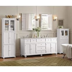 Home Decorators Collection Hampton Harbor 25 in. W x 14 in. D x 52-1/2 in. H Linen Cabinet with Drawer in White -Bathroom Cabinets Shop white home decorators collection linen cabinets bf 22673 wh 76 1000