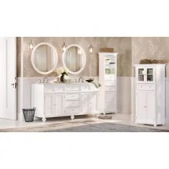 Home Decorators Collection Hampton Harbor 25 in. W x 14 in. D x 52-1/2 in. H Linen Cabinet with Drawer in White -Bathroom Cabinets Shop white home decorators collection linen cabinets bf 22673 wh c3 1000