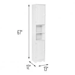 Honey-Can-Do 12.5 in. W x 11.8 in. D x 66.9 in. H White MDF Freestanding Linen Cabinet with Adjustable Shelves -Bathroom Cabinets Shop white honey can do linen cabinets bth 09598 44 1000