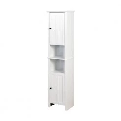 Unbranded 15.75 in. W x 11.81 in. D x 66.93 in. H White Bathroom Floor Storage Cabinet Linen Cabinet