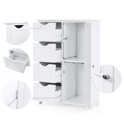 Romatlink 21.7 in. W x 31.9 in. H x 11.8 in. D Single Door Linen Cabinet Waterproof Bathroom Storage Floor Cabinet in White -Bathroom Cabinets Shop white linen cabinets drw40914883 4f 1000