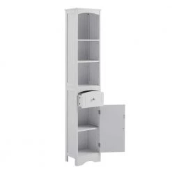 Virubi Tall 13.4 in. W x 9.1 in. D x 66.9 in. H White Bathroom Linen Cabinet with Adjustable Shelf -Bathroom Cabinets Shop white linen cabinets fsxw009aak 1f 1000