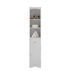 Virubi Tall 13.4 in. W x 9.1 in. D x 66.9 in. H White Bathroom Linen Cabinet with Adjustable Shelf -Bathroom Cabinets Shop white linen cabinets fsxw009aak 44 1000
