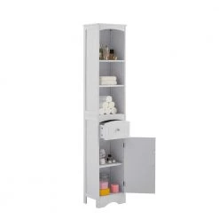 Virubi Tall 13.4 in. W x 9.1 in. D x 66.9 in. H White Bathroom Linen Cabinet with Adjustable Shelf -Bathroom Cabinets Shop white linen cabinets fsxw009aak c3 1000