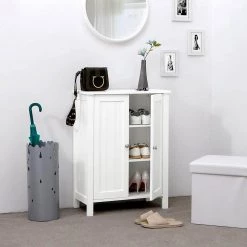 Hooseng 23.6 in. W Free Standing Linen Cabinet Bathroom Floor Cabinet with Adjustable Shelf in White -Bathroom Cabinets Shop white linen cabinets hs40914886 c3 1000