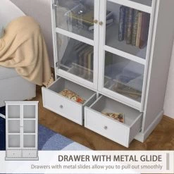 FUFU&GAGA 39.4 in. W x 15.7 in. D x 70.9 in. H White Wood Freestanding Bathroom Linen Cabinet with Shelves and Drawers -Bathroom Cabinets Shop white linen cabinets kf260026 012 c fa 1000