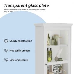 FUFU&GAGA 23.6 in. W x 15.7 in. D x 70.9 in. H White Wood Freestanding Bathroom Linen Cabinet with Drawers and Glass Door Cabinet -Bathroom Cabinets Shop white linen cabinets tc kf260027 012 44 1000