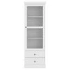 FUFU&GAGA 23.6 in. W x 15.7 in. D x 70.9 in. H White Wood Freestanding Bathroom Linen Cabinet with Drawers and Glass Door Cabinet