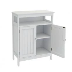 Nestfair 24 in. W x 12 in. D x 31 in. H Double Door Floor Cabinet in White -Bathroom Cabinets Shop white nestfair linen cabinets lw28215278 4f 1000