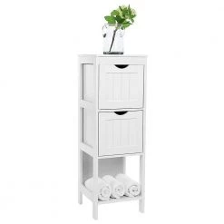 Nestfair 11.8 in. W Multifunctional Space Saver Bathroom Storage Organizer Rack Stand in White -Bathroom Cabinets Shop white nestfair linen cabinets lw40914885 1f 1000