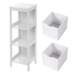 Nestfair 11.8 in. W Multifunctional Space Saver Bathroom Storage Organizer Rack Stand in White -Bathroom Cabinets Shop white nestfair linen cabinets lw40914885 4f 1000