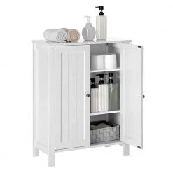 Nestfair 23.6 in. W Bathroom Floor Storage Cabinet with Adjustable Shelf in White -Bathroom Cabinets Shop white nestfair linen cabinets lw40914886 c3 1000