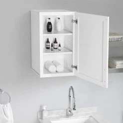 OVE Decors Caby 18 in. W x 12.99 in. D x 30 in. H White Bathroom Wall Cabinet -Bathroom Cabinets Shop white ove decors bathroom wall cabinets 15fwcr caby18 0 76 1000