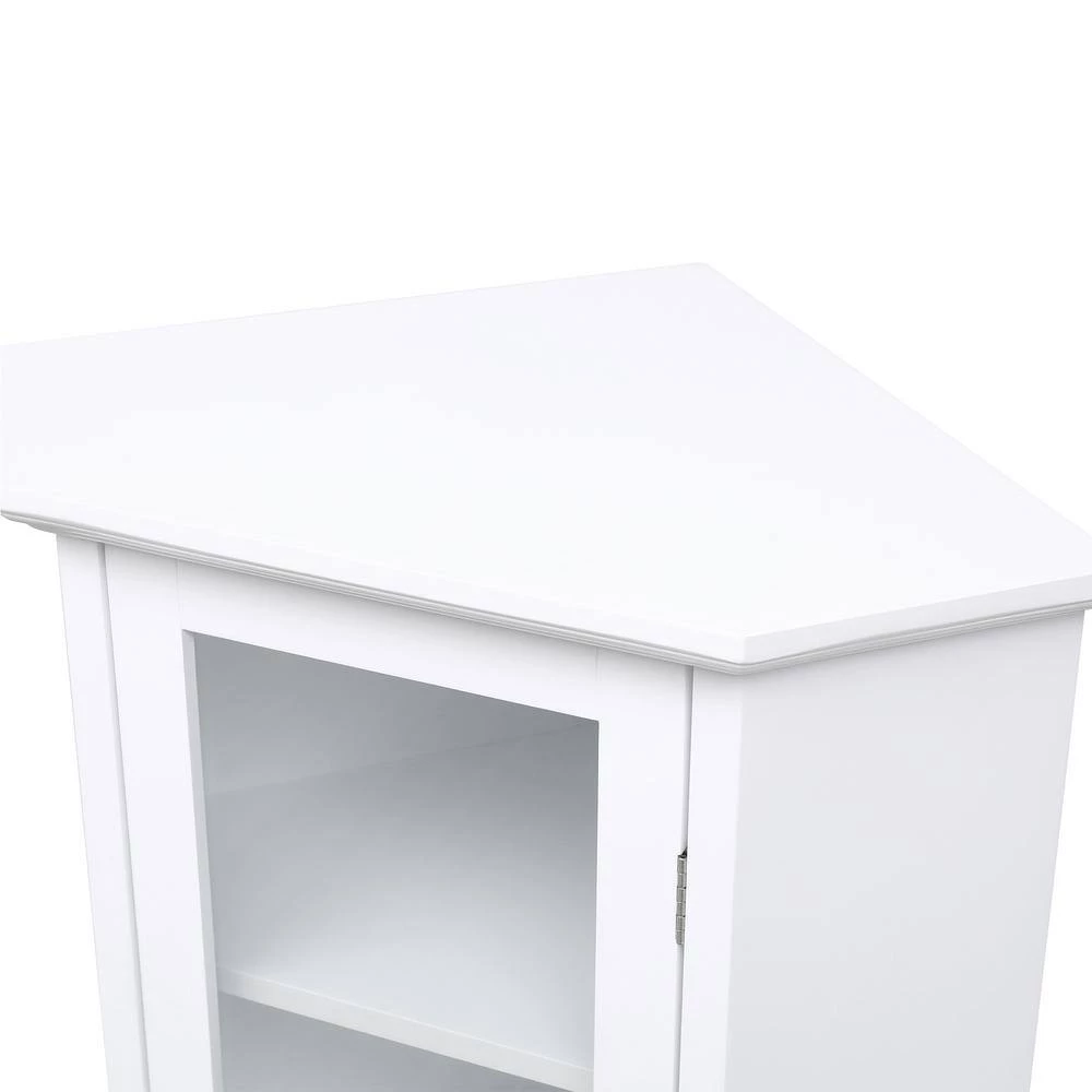Polibi 16.54 in. W x 16.54 in. D x 42.32 in. H White Painted Finish Freestanding Bathroom Linen Cabinet with Glass Door 10 Polibi 16.54 in. W x 16.54 in. D x 42.32 in. H White Painted Finish Freestanding Bathroom Linen Cabinet with Glass Door - Image 8