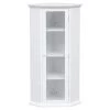 Polibi 16.54 in. W x 16.54 in. D x 42.32 in. H White Painted Finish Freestanding Bathroom Linen Cabinet with Glass Door -Bathroom Cabinets Shop white polibi linen cabinets rs pffbcg w 64 1000