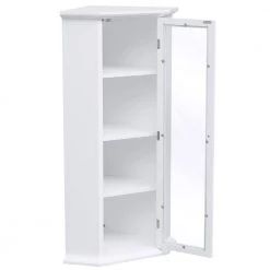 Polibi 16.54 in. W x 16.54 in. D x 42.32 in. H White Painted Finish Freestanding Bathroom Linen Cabinet with Glass Door 18 Polibi 16.54 in. W x 16.54 in. D x 42.32 in. H White Painted Finish Freestanding Bathroom Linen Cabinet with Glass Door -Bathroom Cabinets Shop white polibi linen cabinets rs pffbcg w 77 1000