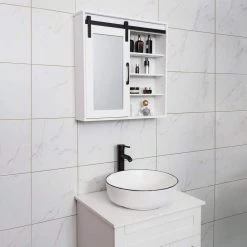 Puluomis 23.6 in. W x 24 in. H x 5.3 in. D Bathroom Storage Wall Cabinet with Mirrors and Adjustable Shelves in White -Bathroom Cabinets Shop white puluomis bathroom wall cabinets us ba004 wh x 31 1000