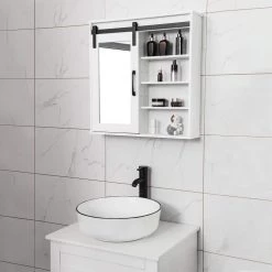 Puluomis 23.6 in. W x 24 in. H x 5.3 in. D Bathroom Storage Wall Cabinet with Mirrors and Adjustable Shelves in White -Bathroom Cabinets Shop white puluomis bathroom wall cabinets us ba004 wh x 76 1000