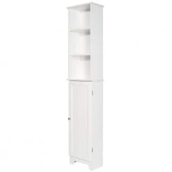 Redmon Contemporary Country 13.5 in. W x 8 in. D x 65 in. H Free Standing Floor Shelf with Lower Cabinet in White -Bathroom Cabinets Shop white redmon linen cabinets 5222wh 1f 1000