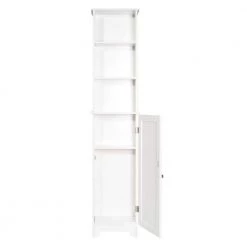 Redmon Contemporary Country 13.5 in. W x 8 in. D x 65 in. H Free Standing Floor Shelf with Lower Cabinet in White -Bathroom Cabinets Shop white redmon linen cabinets 5222wh 4f 1000