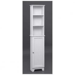 Redmon Contemporary Country 13.5 in. W x 8 in. D x 65 in. H Free Standing Floor Shelf with Lower Cabinet in White -Bathroom Cabinets Shop white redmon linen cabinets 5222wh 76 1000