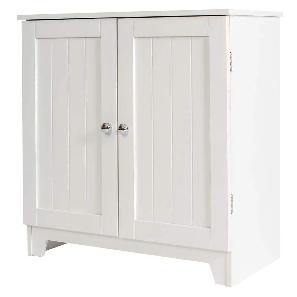 Redmon Contemporary Country 23.5 in.W x 11.7 in.D x 23.5 in. H Free Standing Double Door Cabinet With Wainscot Panels in White 5 Redmon Contemporary Country 23.5 in.W x 11.7 in.D x 23.5 in. H Free Standing Double Door Cabinet With Wainscot Panels in White - Image 3