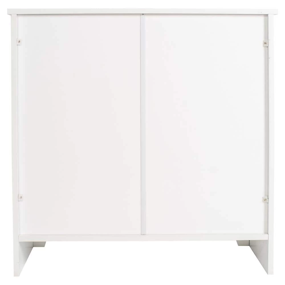 Redmon Contemporary Country 23.5 in.W x 11.7 in.D x 23.5 in. H Free Standing Double Door Cabinet With Wainscot Panels in White 6 Redmon Contemporary Country 23.5 in.W x 11.7 in.D x 23.5 in. H Free Standing Double Door Cabinet With Wainscot Panels in White - Image 4