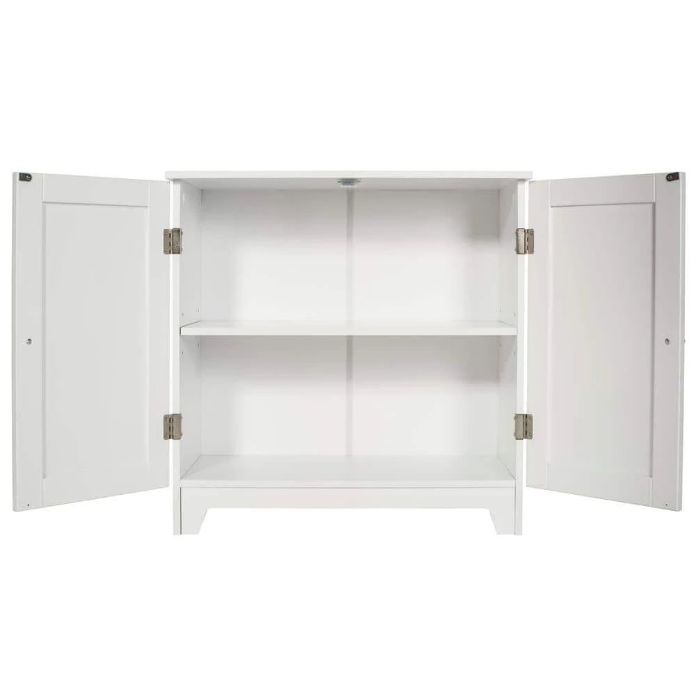 Redmon Contemporary Country 23.5 in.W x 11.7 in.D x 23.5 in. H Free Standing Double Door Cabinet With Wainscot Panels in White 7 Redmon Contemporary Country 23.5 in.W x 11.7 in.D x 23.5 in. H Free Standing Double Door Cabinet With Wainscot Panels in White - Image 5