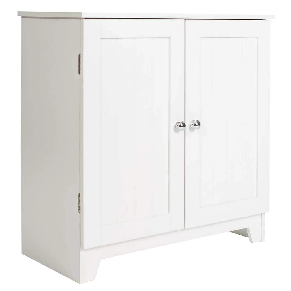 Redmon Contemporary Country 23.5 in.W x 11.7 in.D x 23.5 in. H Free Standing Double Door Cabinet With Wainscot Panels in White 4 Redmon Contemporary Country 23.5 in.W x 11.7 in.D x 23.5 in. H Free Standing Double Door Cabinet With Wainscot Panels in White - Image 2