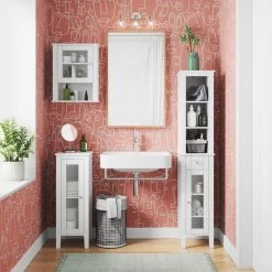 RiverRidge Home Prescott 16.5 in. W Wall Cabinet/Toilet Topper/Over the John in White -Bathroom Cabinets Shop white riverridge home bathroom wall cabinets 06 161 fa 1000