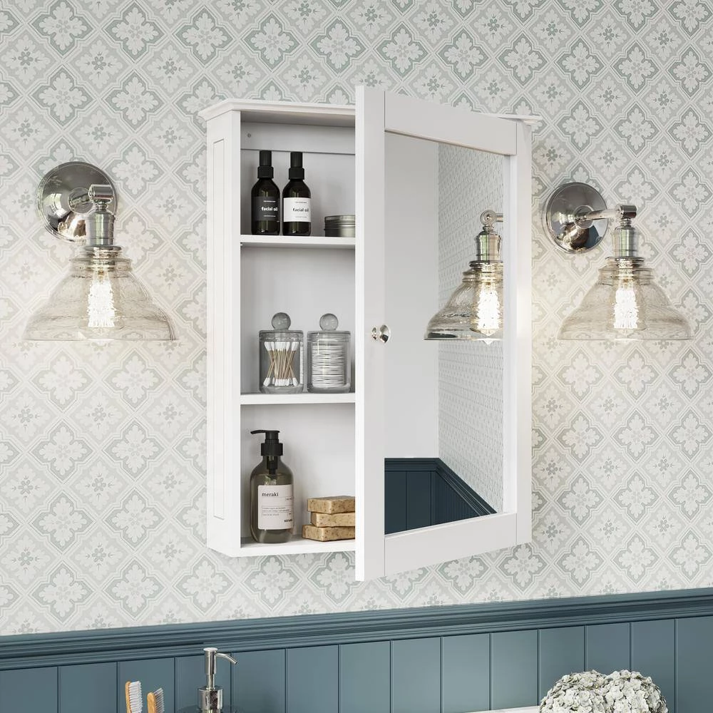 RiverRidge Home Ashland 18.38 in. W Wall Cabinet with Mirror in White 13 RiverRidge Home Ashland 18.38 in. W Wall Cabinet with Mirror in White - Image 11