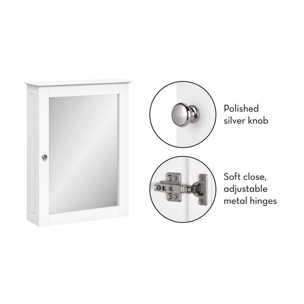 RiverRidge Home Ashland 18.38 in. W Wall Cabinet with Mirror in White 10 RiverRidge Home Ashland 18.38 in. W Wall Cabinet with Mirror in White - Image 8