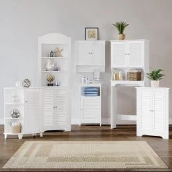 RiverRidge Home Ellsworth 23-5/8 in. W x 31-1/10 in. H Bathroom Linen Storage Floor Cabinet with Side Shelves in White 15 RiverRidge Home Ellsworth 23-5/8 in. W x 31-1/10 in. H Bathroom Linen Storage Floor Cabinet with Side Shelves in White -Bathroom Cabinets Shop white riverridge home linen cabinets 06 025 1f 1000