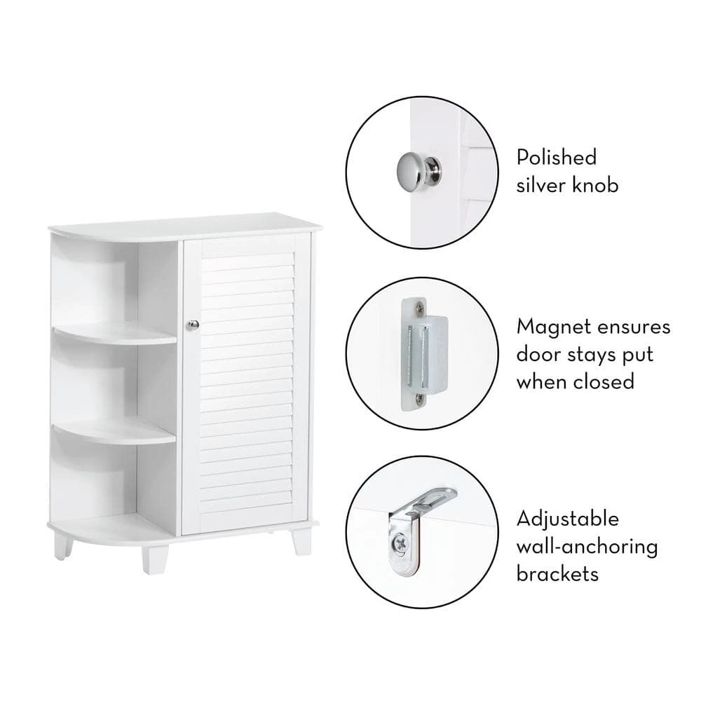RiverRidge Home Ellsworth 23-5/8 in. W x 31-1/10 in. H Bathroom Linen Storage Floor Cabinet with Side Shelves in White 10 RiverRidge Home Ellsworth 23-5/8 in. W x 31-1/10 in. H Bathroom Linen Storage Floor Cabinet with Side Shelves in White - Image 8