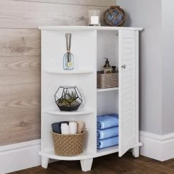 RiverRidge Home Ellsworth 23-5/8 in. W x 31-1/10 in. H Bathroom Linen Storage Floor Cabinet with Side Shelves in White 13 RiverRidge Home Ellsworth 23-5/8 in. W x 31-1/10 in. H Bathroom Linen Storage Floor Cabinet with Side Shelves in White -Bathroom Cabinets Shop white riverridge home linen cabinets 06 025 c3 1000