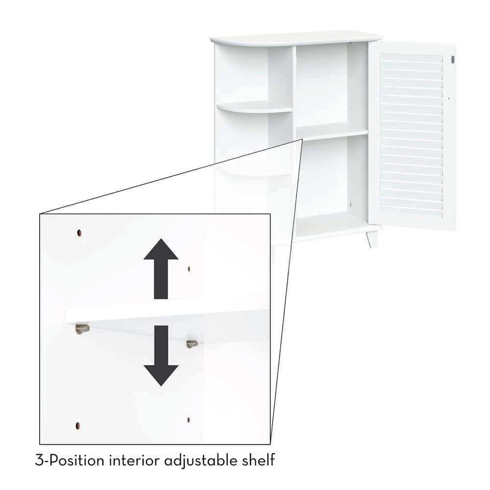 RiverRidge Home Ellsworth 23-5/8 in. W x 31-1/10 in. H Bathroom Linen Storage Floor Cabinet with Side Shelves in White 9 RiverRidge Home Ellsworth 23-5/8 in. W x 31-1/10 in. H Bathroom Linen Storage Floor Cabinet with Side Shelves in White - Image 7