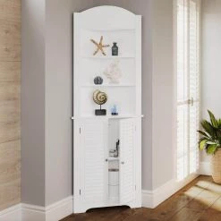 RiverRidge Home Ellsworth 23-1/4 in. W x 68-31/100 x 11-1/2 in. D Corner Bathroom Linen Storage Tower Cabinet in White -Bathroom Cabinets Shop white riverridge home linen cabinets 06 027 c3 1000
