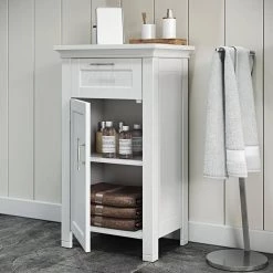 RiverRidge Home Somerset Collection 16 in. W x 30 in. H x 12 in. D Single Door Floor Cabinet in White -Bathroom Cabinets Shop white riverridge home linen cabinets 06 037 c3 1000