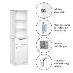 RiverRidge Home Ashland 16-1/2 in. W x 60 in. H Bathroom Linen Storage Tower Cabinet in White -Bathroom Cabinets Shop white riverridge home linen cabinets 06 082 fa 1000