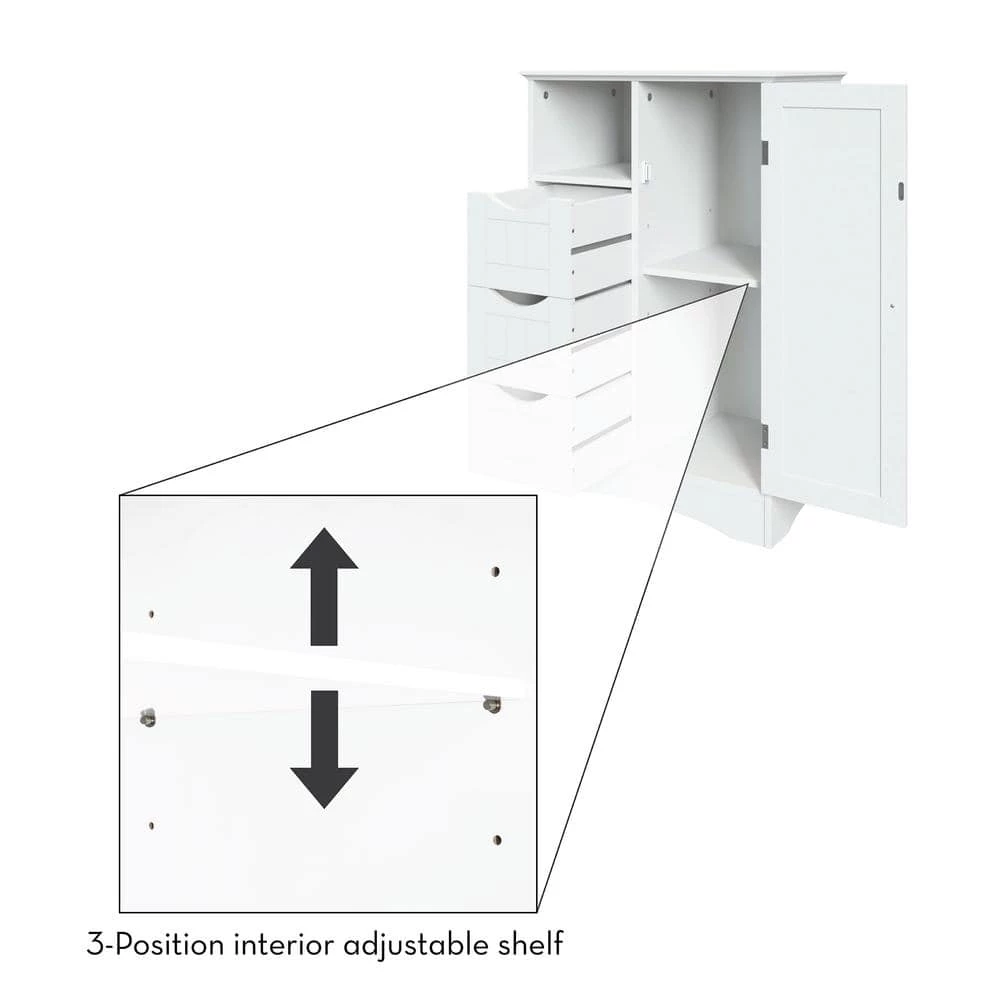 RiverRidge Home Ashland 22 in. W x 32 in. H Bathroom Linen Storage Floor Cabinet in White 6 RiverRidge Home Ashland 22 in. W x 32 in. H Bathroom Linen Storage Floor Cabinet in White - Image 4